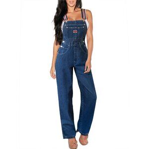 NWOT! Vintage Revolt Overalls Women's Denim Bib Blue Y2K Carpenter Size Large